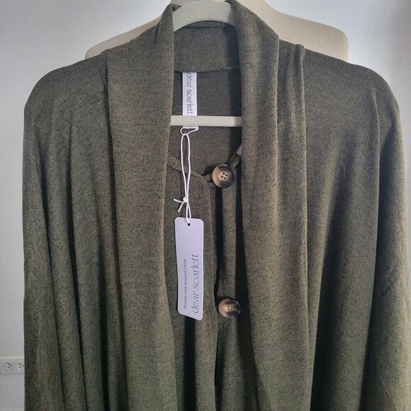 Dear Scarlett Sweaters - Dear Scarlett Green Knit Poncho Wrap Cape Cardigan (Size: One Size)